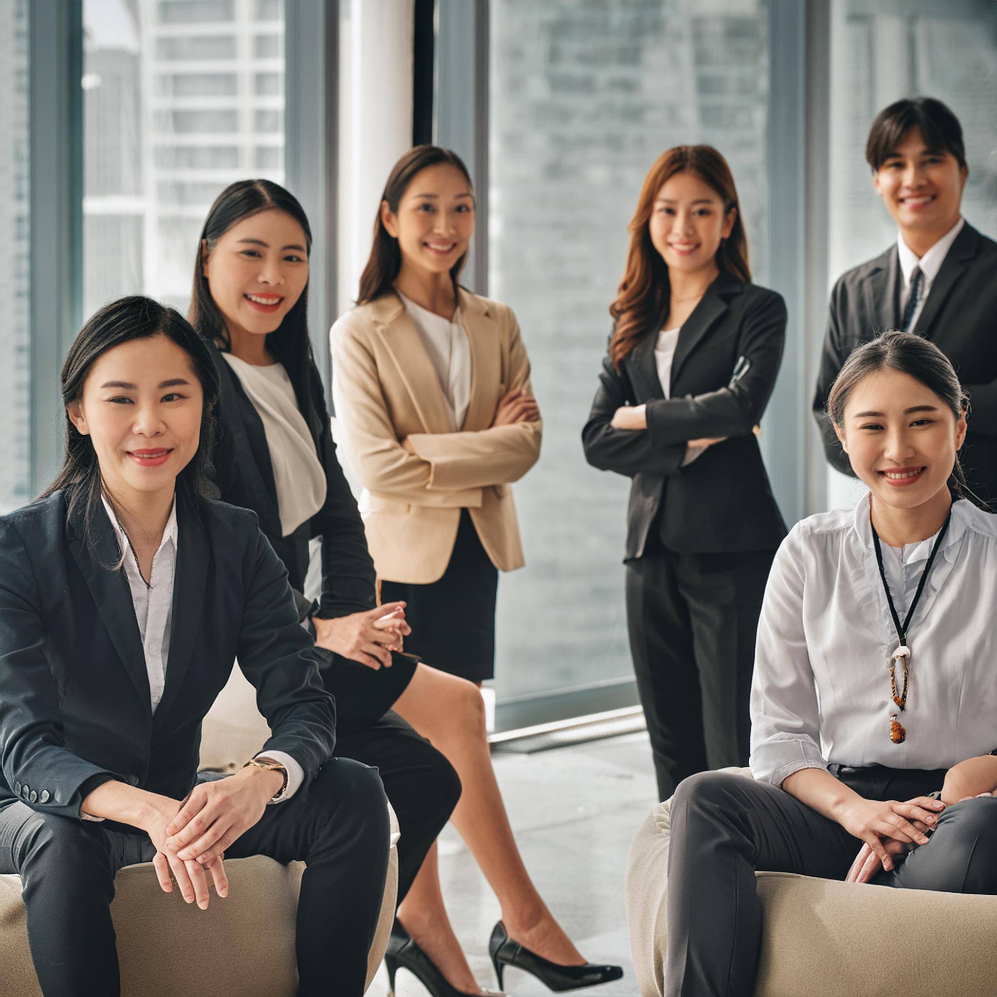 Firefly young professionals being photographed in the office, detail, 4k 63280